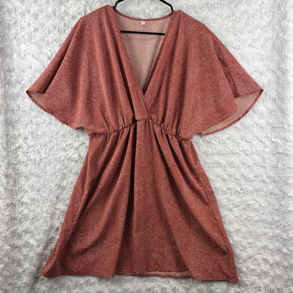 Red & White Polka Dot Dress Womens Size Large Tunic Top Blouse Shein